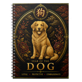 Espiral Caderno de Luxo do Ano do Cão do Zodíaco Chinês