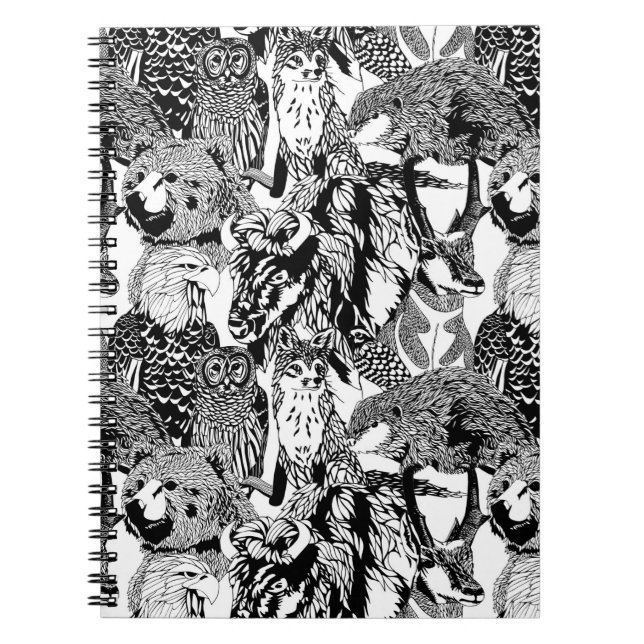 Espiral Caderno de madeira do bicho do crachá (Frente)