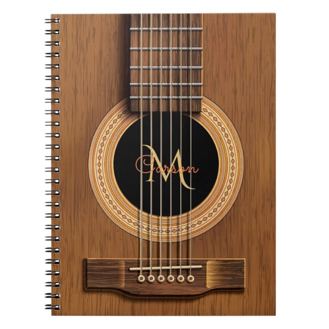 Espiral Caderno de madeira morno da guitarra acústica (Frente)
