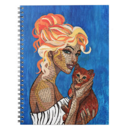Espiral Caderno de Mãe de Gato Colagem de Mídia Mista - Jo