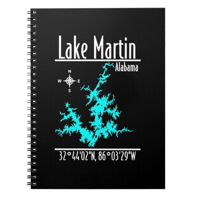 Espiral Caderno de Mapa do Lago Martin Alabama (Frente)