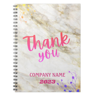 Espiral Caderno de mármore branco personalizado com nome e