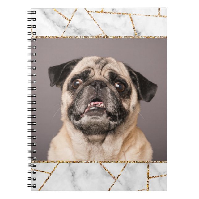 Espiral Caderno de mármore com brilho de cachorro para dec (Frente)