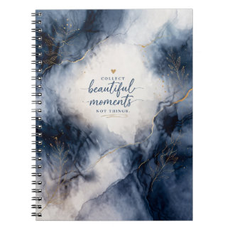 Espiral Caderno de mármore navy elegante para estudantes &