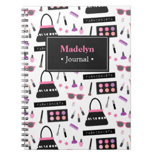 Espiral Caderno de Meninas de Maquiagem Fashionista da Mod