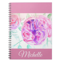 Caderno de Meninas Lilás com Rosa Água Rosa