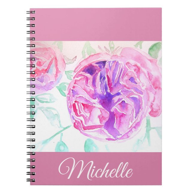 Espiral Caderno de Meninas Lilás com Rosa Água Rosa (Frente)