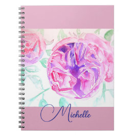 Espiral Caderno de Meninas Lilás com Rosa Água Rosada