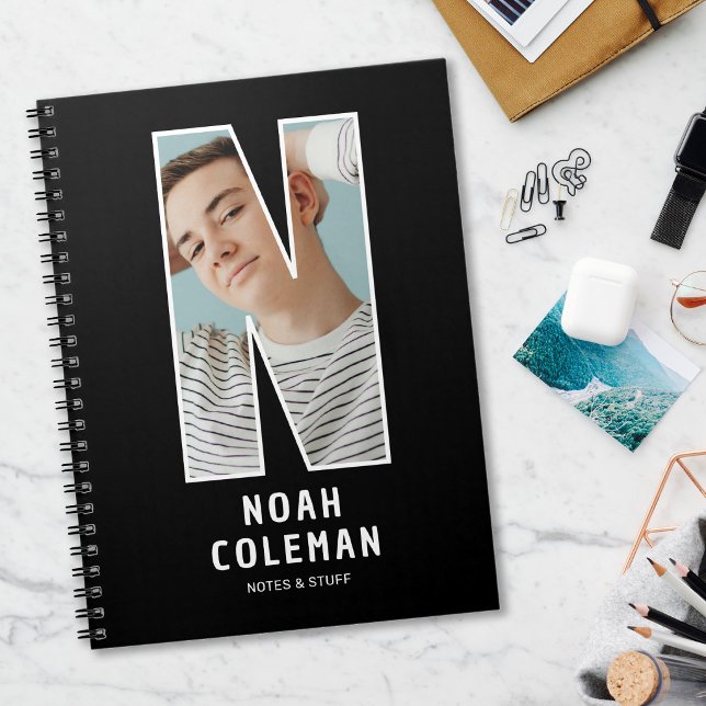 Espiral Caderno de Monograma de Foto Personalizada (Criador carregado)