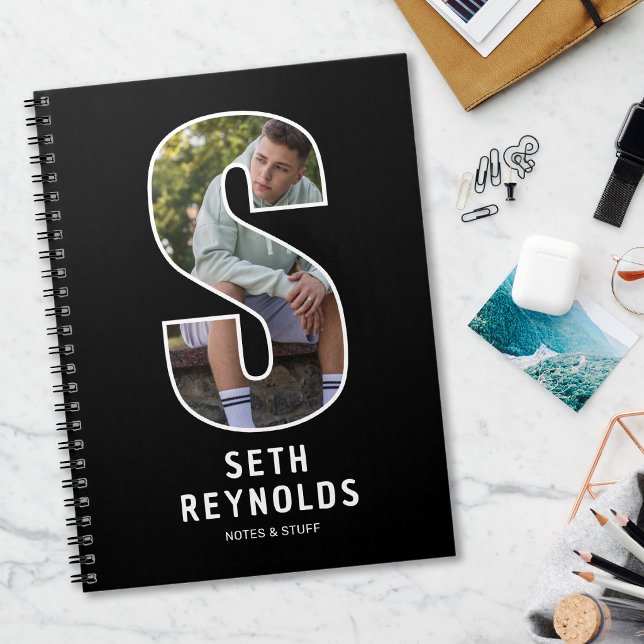 Espiral Caderno de Monograma de Foto Personalizada (Criador carregado)
