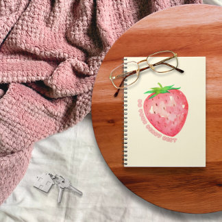 Espiral Caderno de Morango Fofo e Motivacional