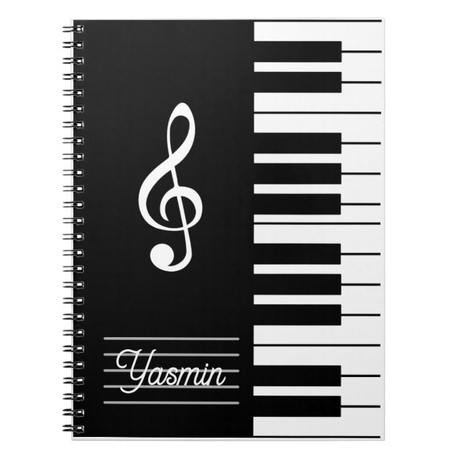 Espiral Caderno de Música Personalizado Professor de Piano (Frente)