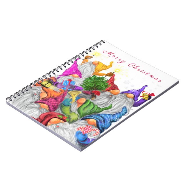 Espiral Caderno de Natal Engraçado Presente Festa de Gnomo (Left Side)