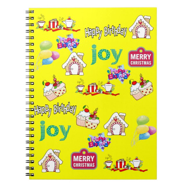 Espiral Caderno de Natal Feliz Aniversário (Frente)