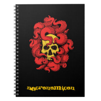 Espiral Caderno de Necronomicon com crânio e tentáculos