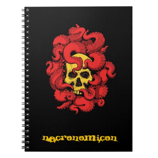 Espiral Caderno de Necronomicon com crânio e tentáculos (Frente)