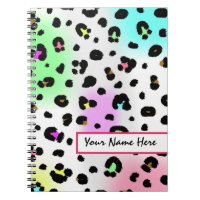 Caderno de néon do impressão do leopardo do