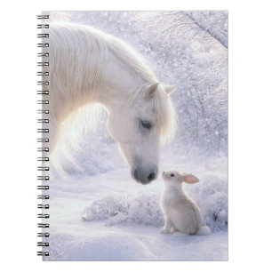 Espiral Caderno de Neve de Cavalo e Coelho Bonito
