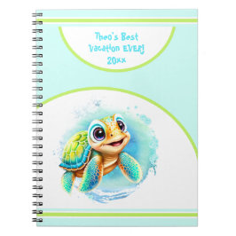 Espiral Caderno de Nome de Férias de Verão de Tartaruga Fo