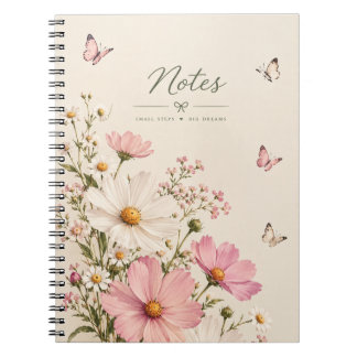 Espiral Caderno de Notas Borboletas Florais Rosa –