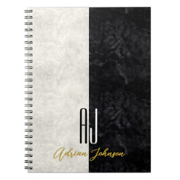 Espiral Caderno de Notas com Monograma de Mármore Ouro Pre