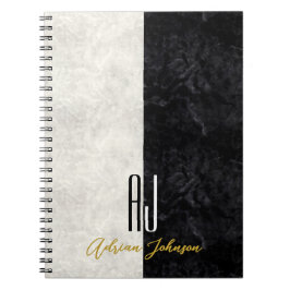 Espiral Caderno de Notas com Monograma de Mármore Ouro Pre