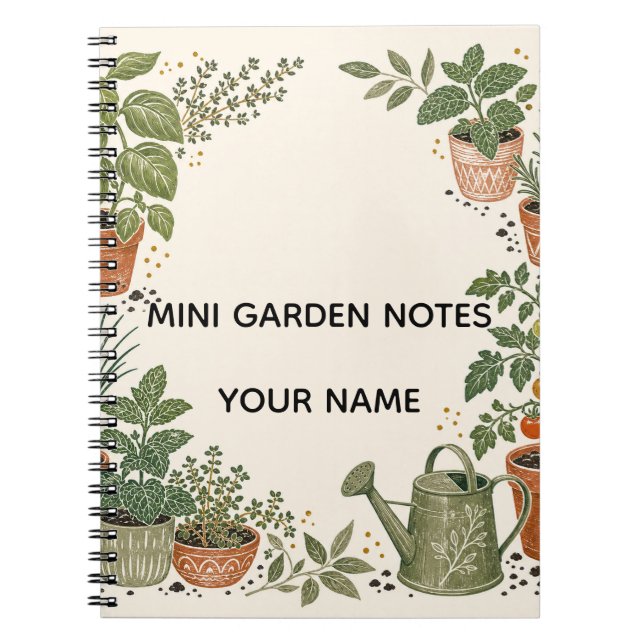 Espiral Caderno de Notas de Jardim Mini Personalizado (Frente)