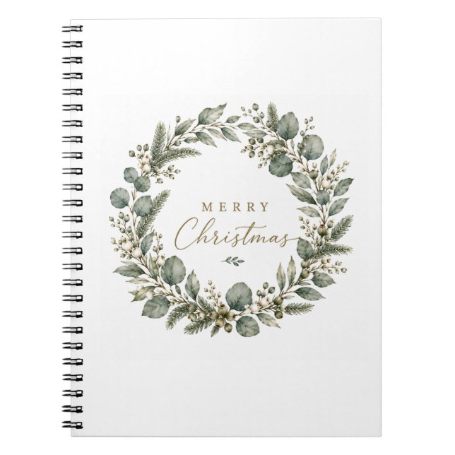 Espiral Caderno de Notas de Natal Botânico Elegante de Euc (Frente)