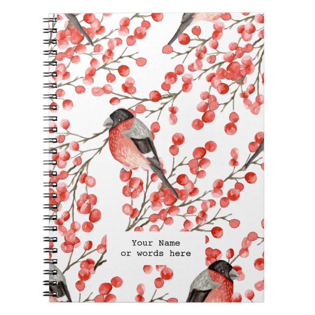 Espiral caderno de notas de pássaros e frutas (Frente)