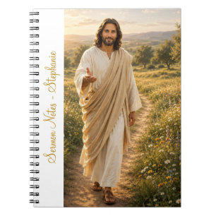 Espiral Caderno de Notas de Sermão Jesus Estudo Bíblico Cr