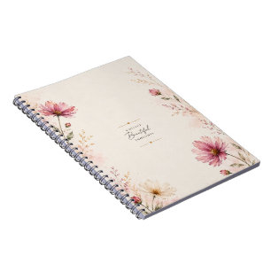 Espiral Caderno de Notas Florais Pensamentos Lindos