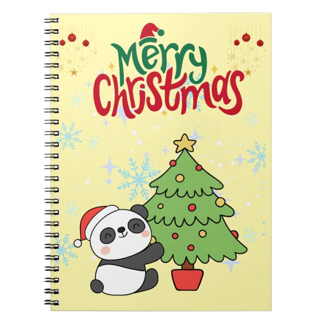 Espiral caderno de notas fofo do panda natal feliz (Frente)