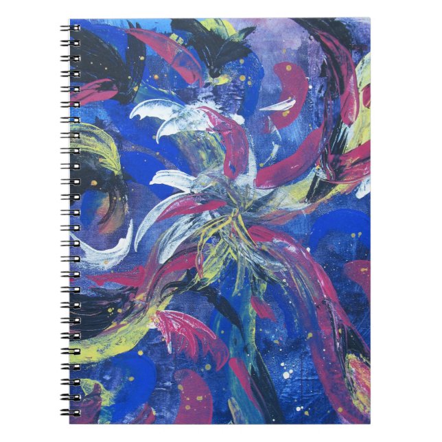Espiral Caderno de Notas Foguetes Azuis Abstratos (Frente)