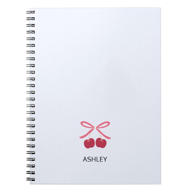 Espiral Caderno de Notas | Laço Cereja Doce Fofo (Frente)