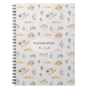 Espiral Caderno de Notas Personalizado de Peixe em Aquarel