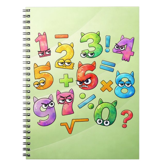 Espiral Caderno de Números de Matemática Colorida para Esc (Frente)