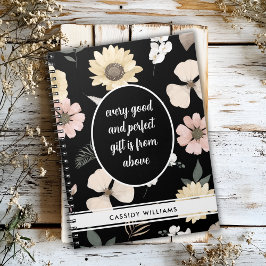 Espiral Caderno de orações com flor preta