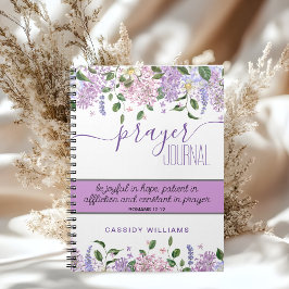 Espiral Caderno de orações com flores de lavanda