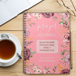 Espiral Caderno de orações com flores rosa Provérbios 31