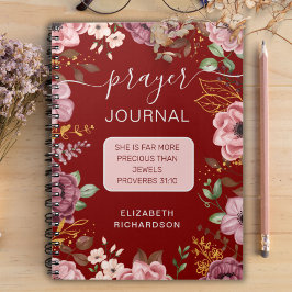 Espiral Caderno de orações florais Maroon Provérbios 31