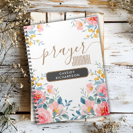 Espiral Caderno de orações personalizado com flor rosa