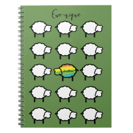 Espiral caderno de ovelha arco-íris ewe-nique gratidão