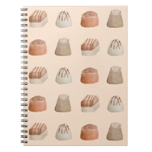 Espiral Caderno de Padrão de Aquarela de Chocolates