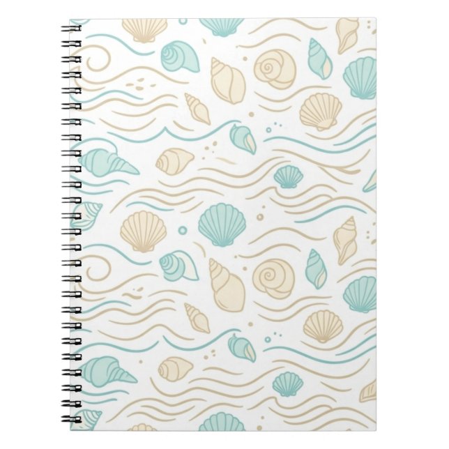 Espiral Caderno de Padrão Pastel de Conchas Marinhas Elega (Frente)