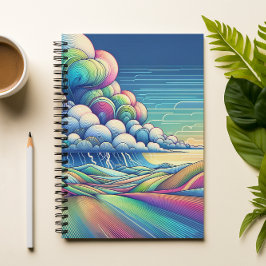 Espiral Caderno de Paisagem de Nuvem Abstrata Colorida