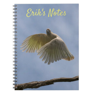 Espiral Caderno de Papagaio Cacatua Voando no Céu
