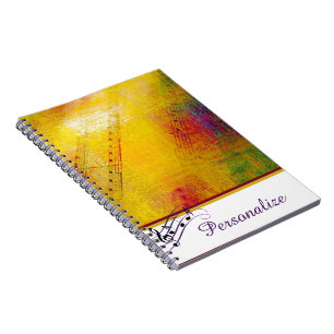 Espiral Caderno de partituras personalizadas com pintura d