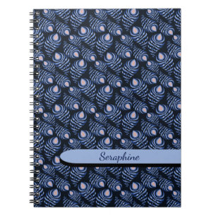 Espiral Caderno de Penas de Pavão Boho