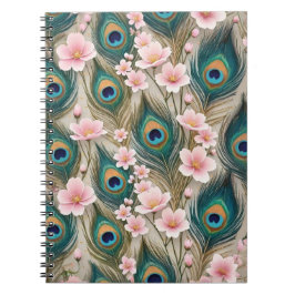Espiral Caderno de penas de Pavão Real