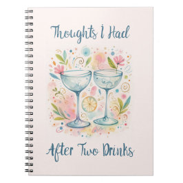 Espiral Caderno de Pensamentos após dois drinques